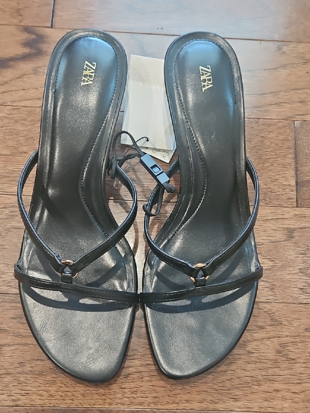 New Zara Black Strappy Mule Sandals